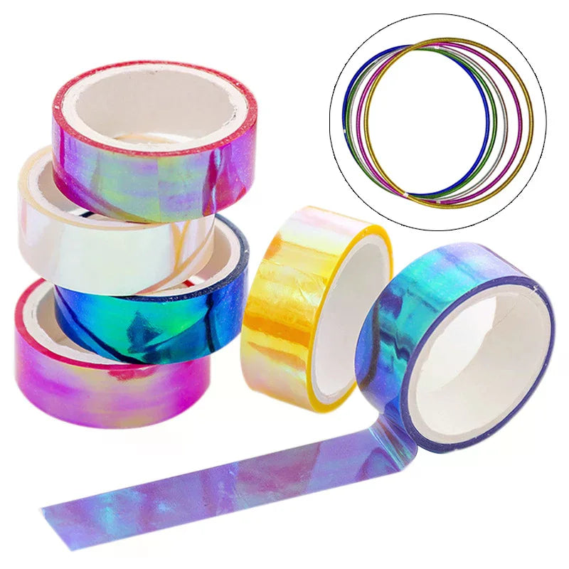 500cm Holographic RG Prismatic Glitter Tape Hoops Stick Rhythmic Gymnastics Ring Decoration Fitness Equipment DIY Scrapbooking Vue