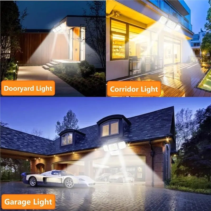 ABKW-2 Pack Solar Lights Outdoor Motion Sensor Security Lights With Remote 4 Heads IP65 Floodlights Vue
