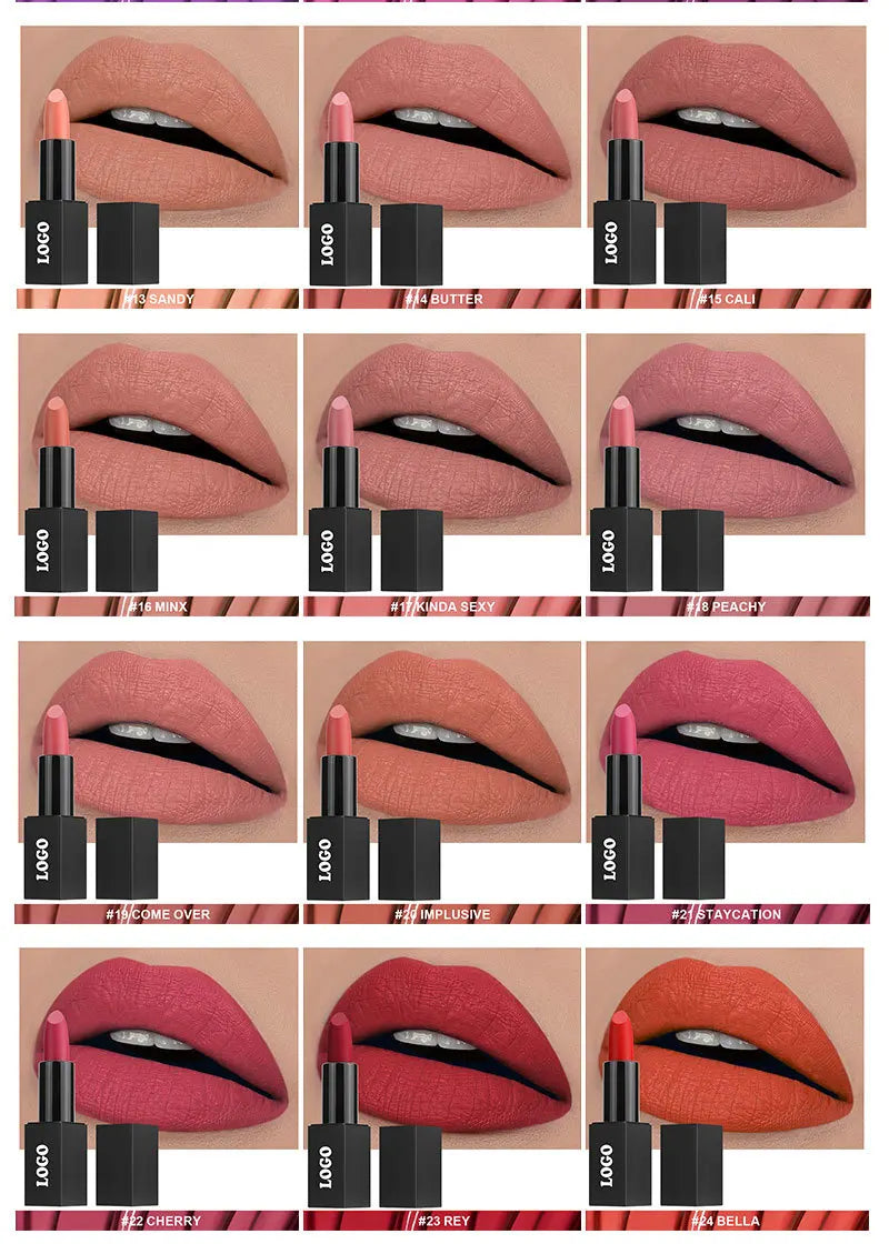 Custom Logo Lipstick Lip Tint Matte Long Lasting Waterproof Velvet Non-stick Cup Lip Glaze Makeup Cosmetics Wholesale Bulk Vue