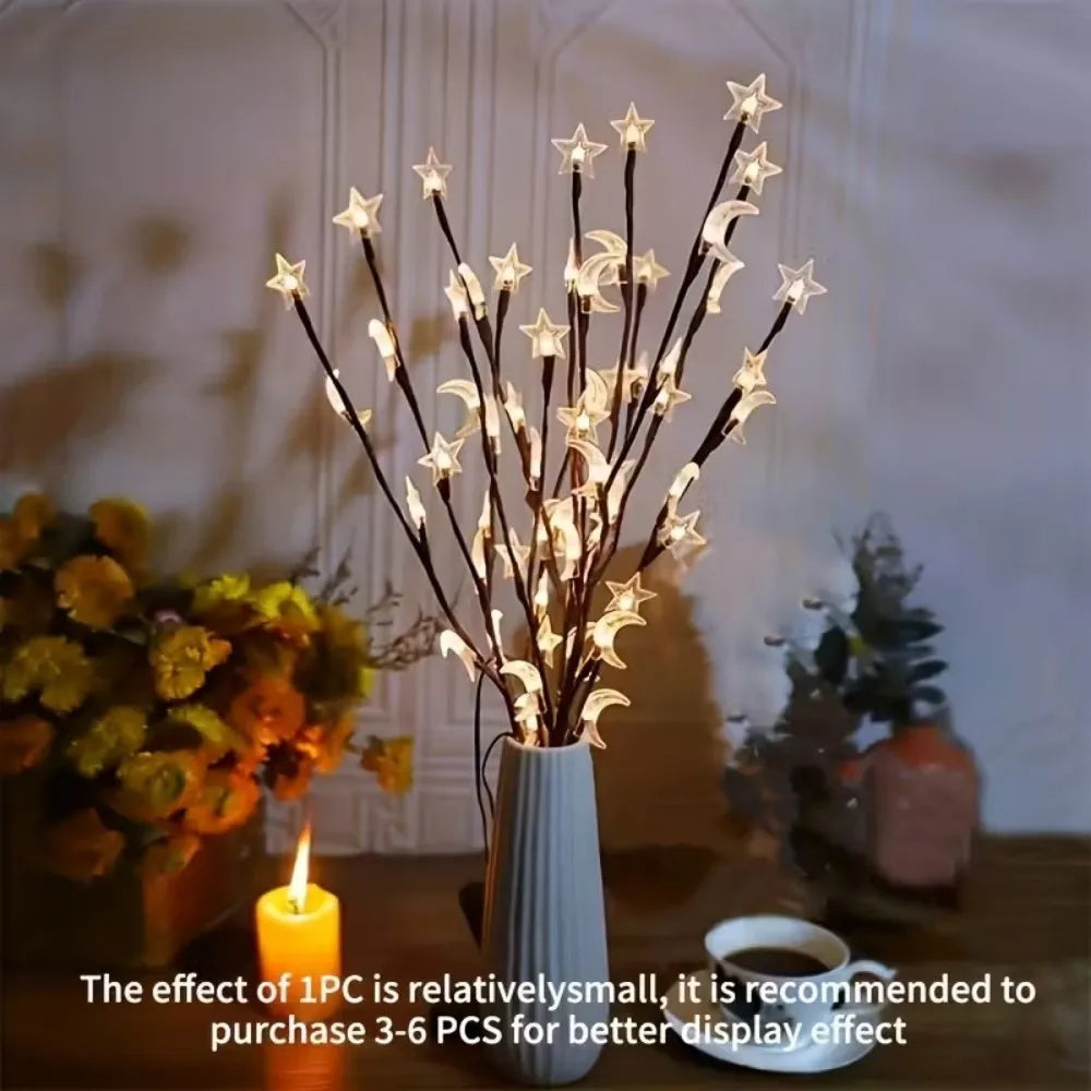 1PC 20LED star moon branch light,powered by 2AA batteries(excl),used for wedding,indoor,courtyard,party and Ramadan decoration Vue