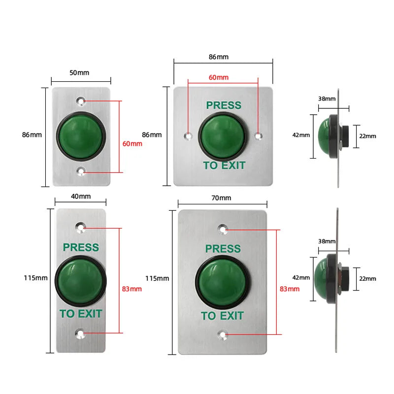 Stainless Steel Door Bell Switch Touch Panel IP67 Waterproof For Access Control Electric Lock Door Exit Push release Button Vue