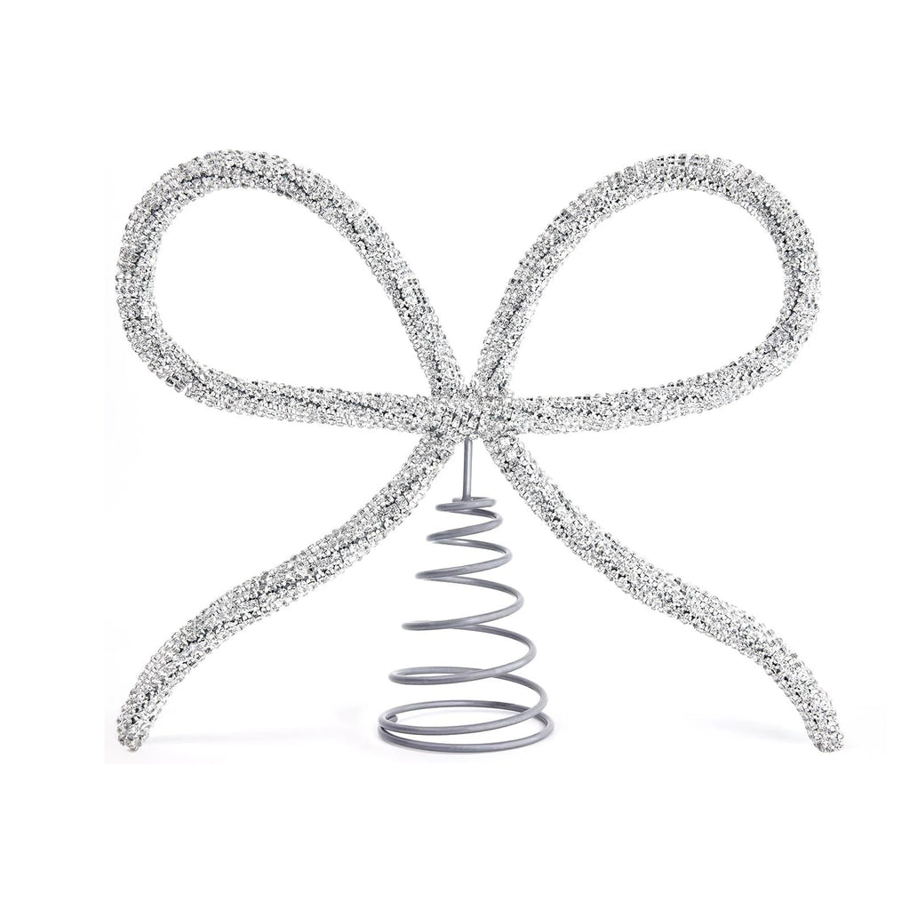 Christmas Rhinestone Bow Tree Topper – Gold & Silver Sparkle Christmas Tree Topper Vue silver China Mainland