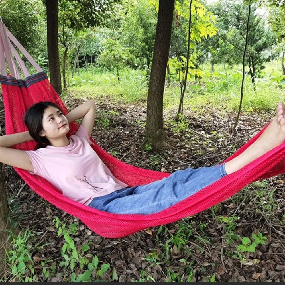 Portable Ice Silk Mesh Hammock Load-bearing 200KG With Storage Bag Leisure Swing Single Wide Hanging Bed Garden Vue