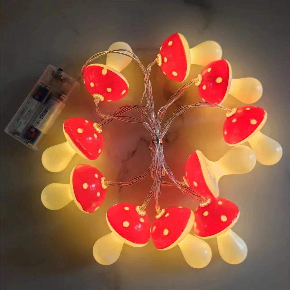 40LEDS Party Wedding Rome Decoration Mushroom String Lights Indoor Atmosphere Christmas Battery Flower Fairy Lights Curtains 612 Vue