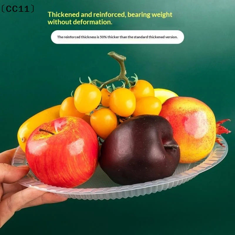 50PCS Disposable Circular Fruit Plates Transparent Plastic Snack Plates Plates Multifunctional Food Home Kitchens〔CC11〕 Vue