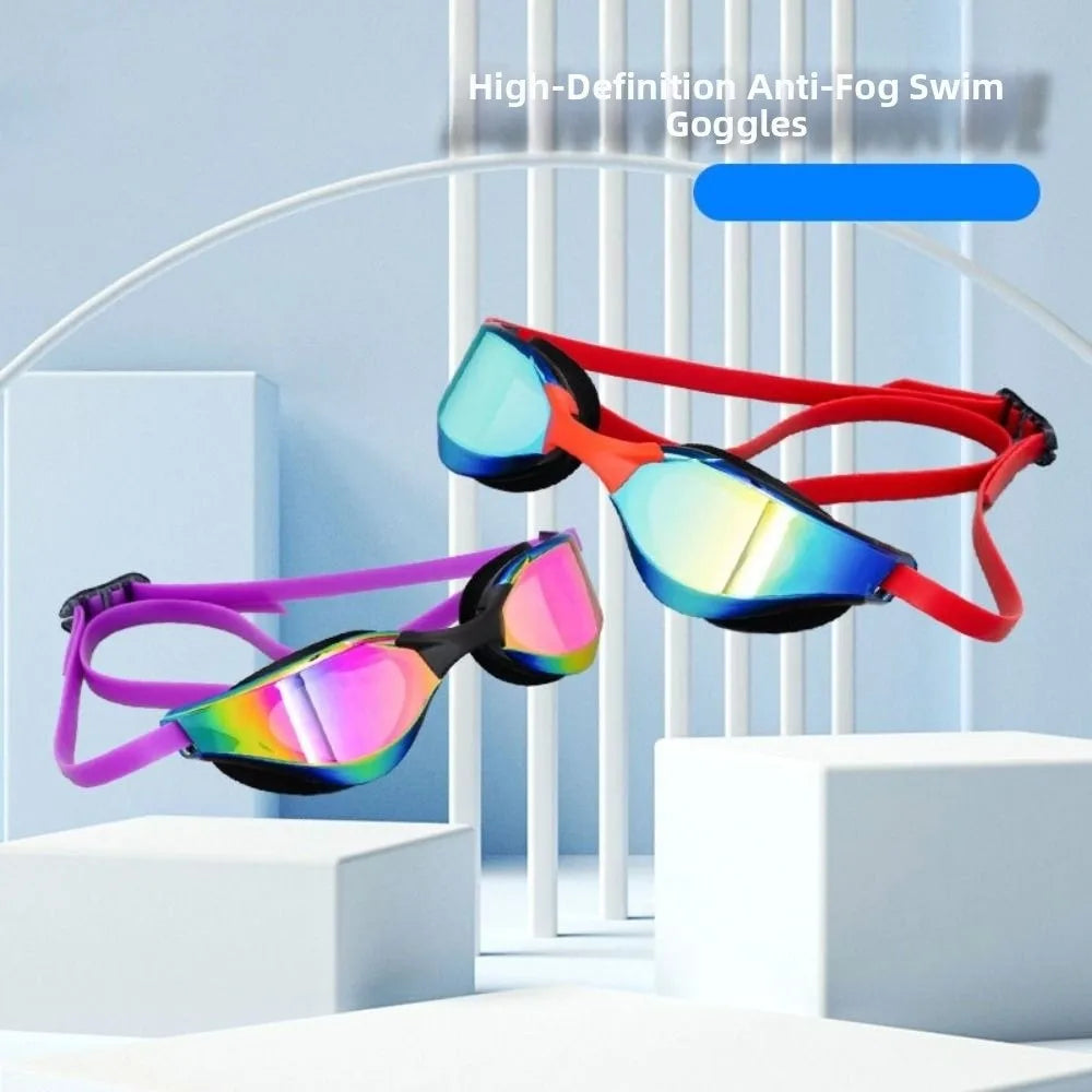 HD Vision Adult Swimming Goggles Adjustable Electroplated Anti-fog Diving Goggles UV Protection Wide View Waterproof Eyewear Vue