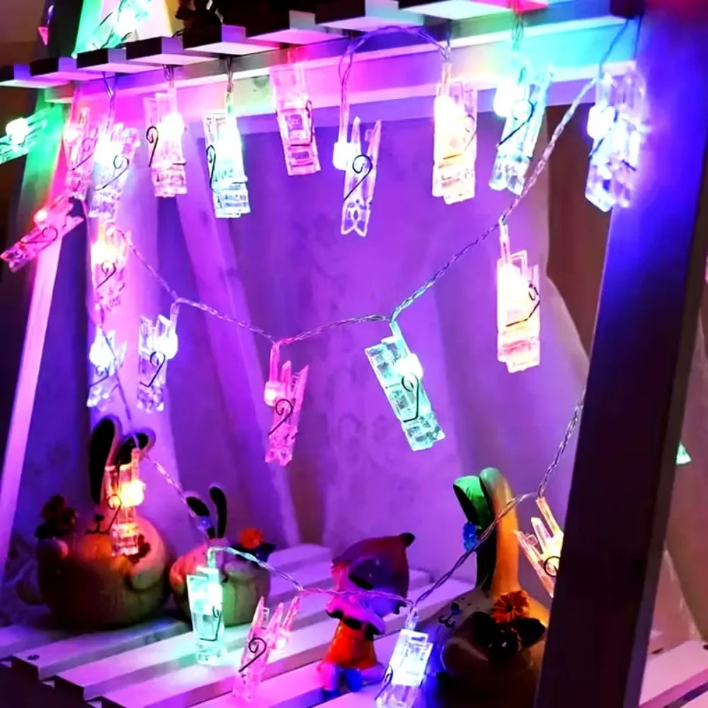 1PC 1.5M/3M Battery Powered Photo Clip Indoor Light String, Used for Commemorative Days, Festivals, Picture Display, Party Vue
