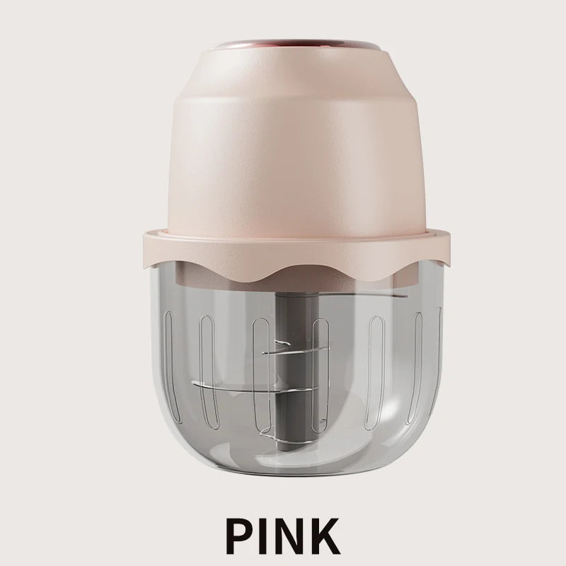 350ML Food Chopper Electric Meat Grinder Garlic Masher USB Multifunction Slicer Blender Kitchen Food Processor Vue Pink