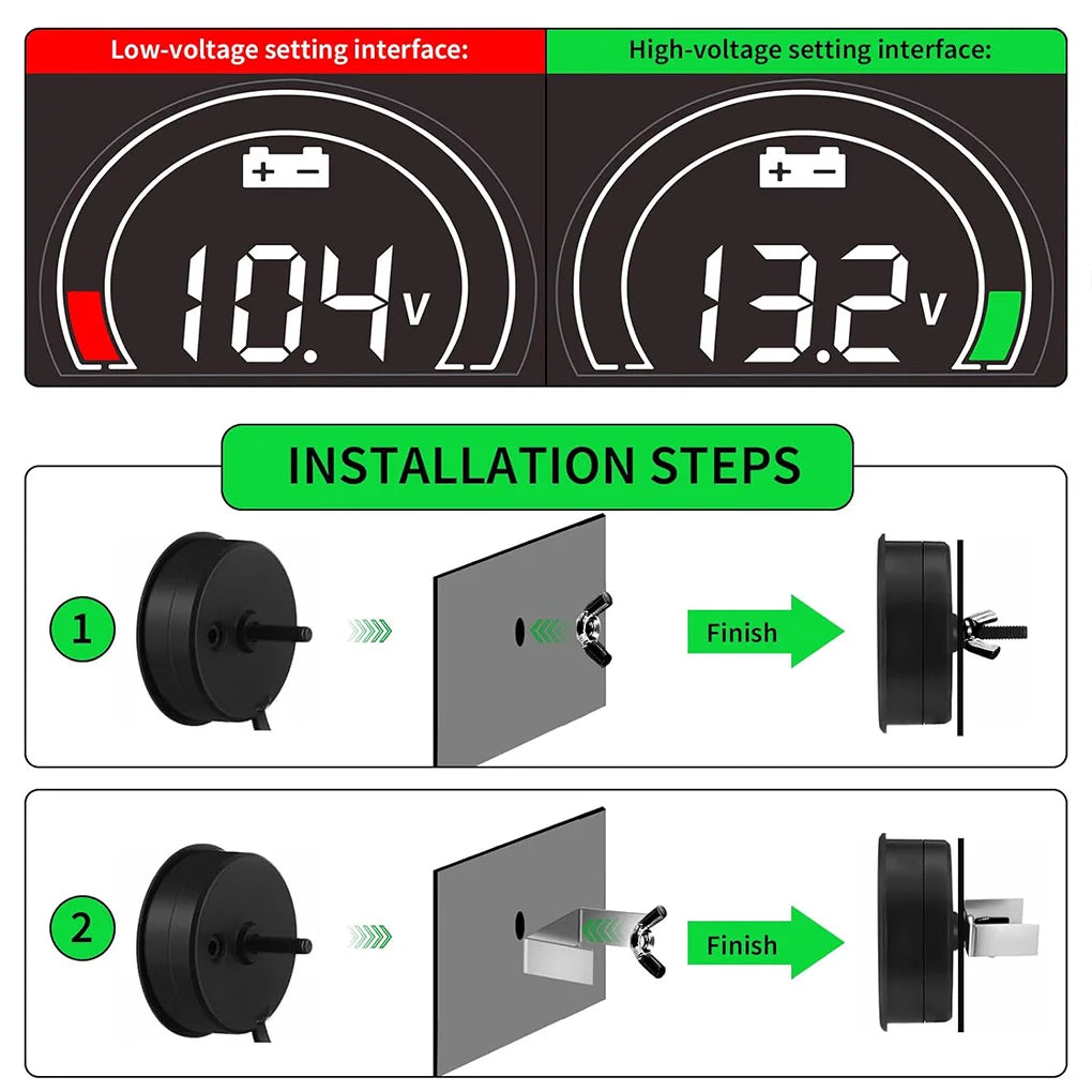 LCD Battery Voltage Meter DC 8-100V Waterproof Digital Gauge Digital Voltage Meter Vue