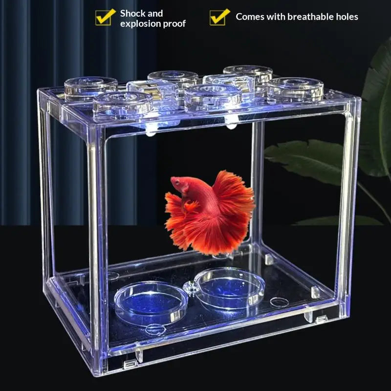 Fish Tank Mini Acrylic Aquarium Stackable Pet Box for Reptile Home Decor Suitable for Small Fish Shrimp Breeding Vue