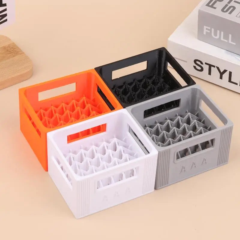 3D Printed Beer Crate Style Battery Storage Case No. 5 Aa No. 7 Aaa Battery Basket Stackable Batteries Storage Box Home Decor Vue
