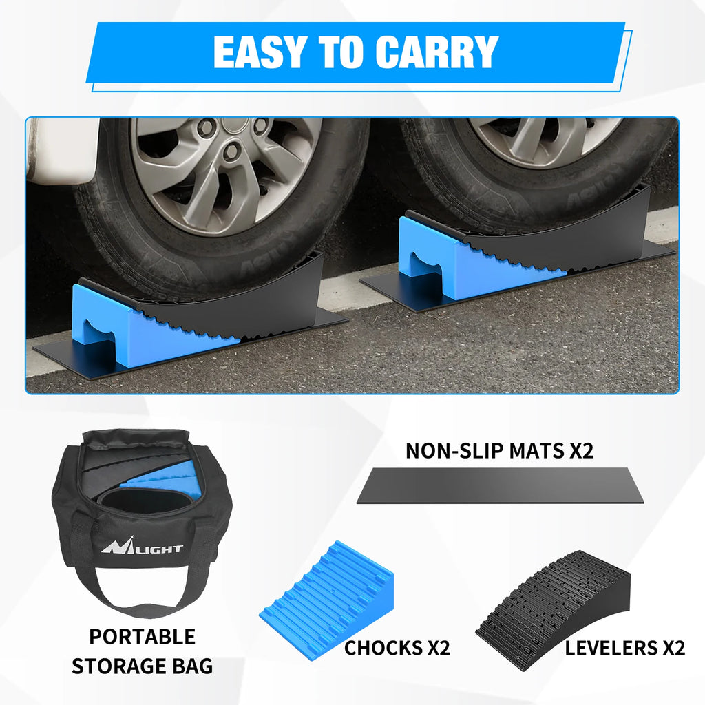 Nilight RV Leveler - 2 Pack Camper Leveling Blocks Ramp Support Dual Axles, Up to 35,000lbs, Fast RV Accessories Leveling System for Travel Trailer, Motorhome Vue