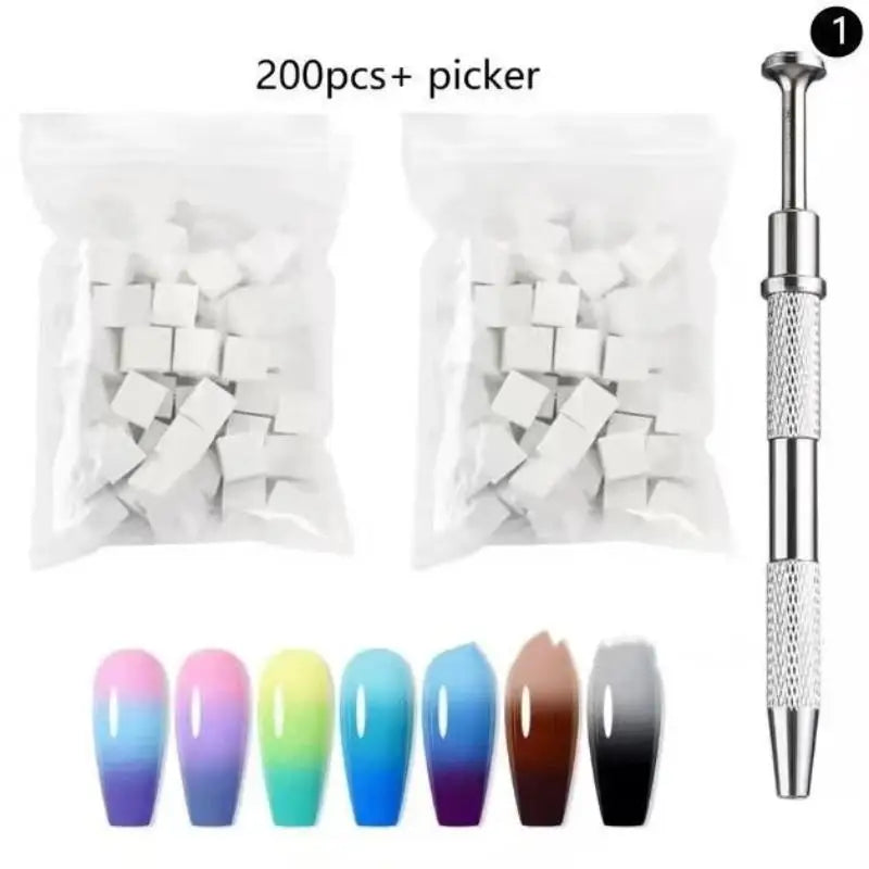 Nail Art Sponge Set With Grab Pen For Gradient Ombre Gel Polish 5pcs Manicure Tool Kit For Home Or Professional Use Vue 200PCS
