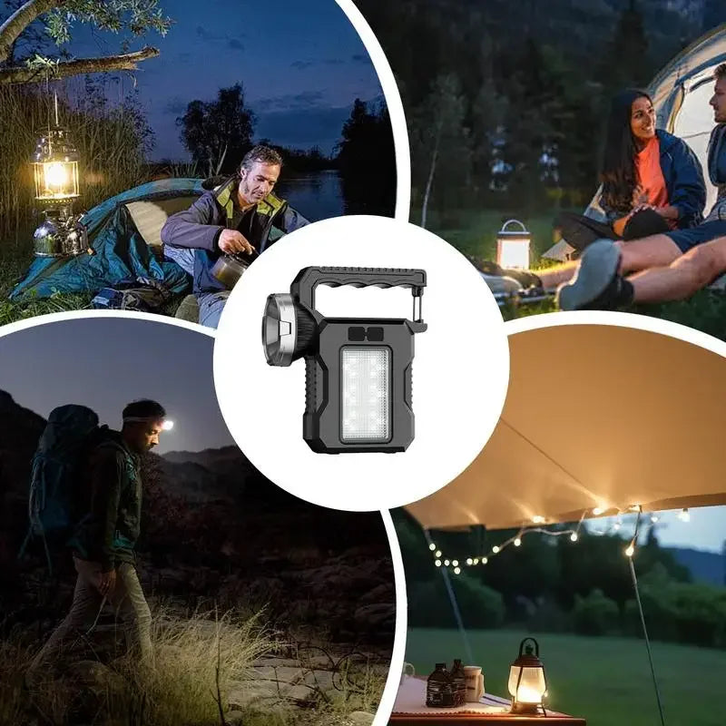 Solar Powered LED Flashlight with USB Charging Multifunctional Portable Waterproof Light for Camping Hiking Emergency Vue