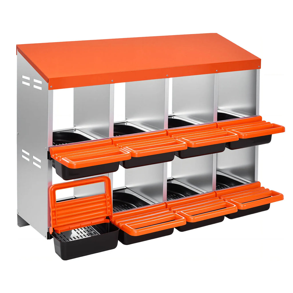 Metal Roll-Out Chicken Nesting Boxes | Egg Collection Lids Chicken Nesting Box Vue