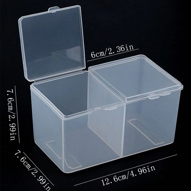 1pc Nail Storage Box Double Grille Dust Proof Belt Cover Cotton Sheet Napkin Storage Box Nail Accessories Finishing Vue