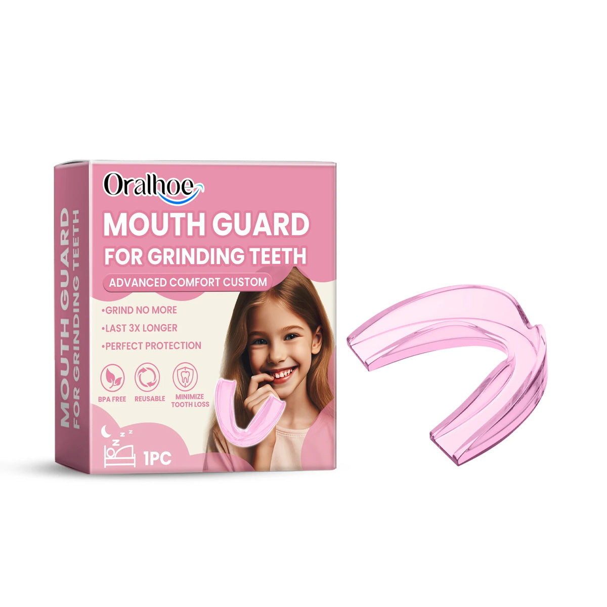 Silicone Mouth Guard: Nighttime Anti-Biting and Anti-Grinding Teeth Protector for Children's Dental Protection Vue 1pc boxed