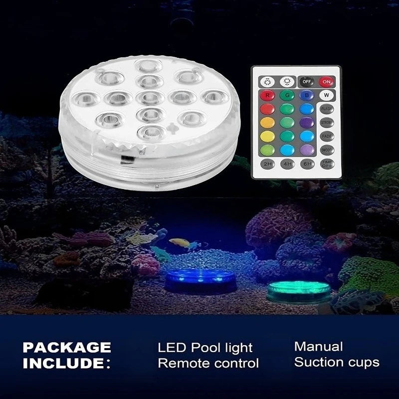USB Pool Lights Rechargeable Submersible LED Lights with Remote RF IP68 Underwater Waterproof Pond Light for Inground Pool Decor Vue RGB 4 lights