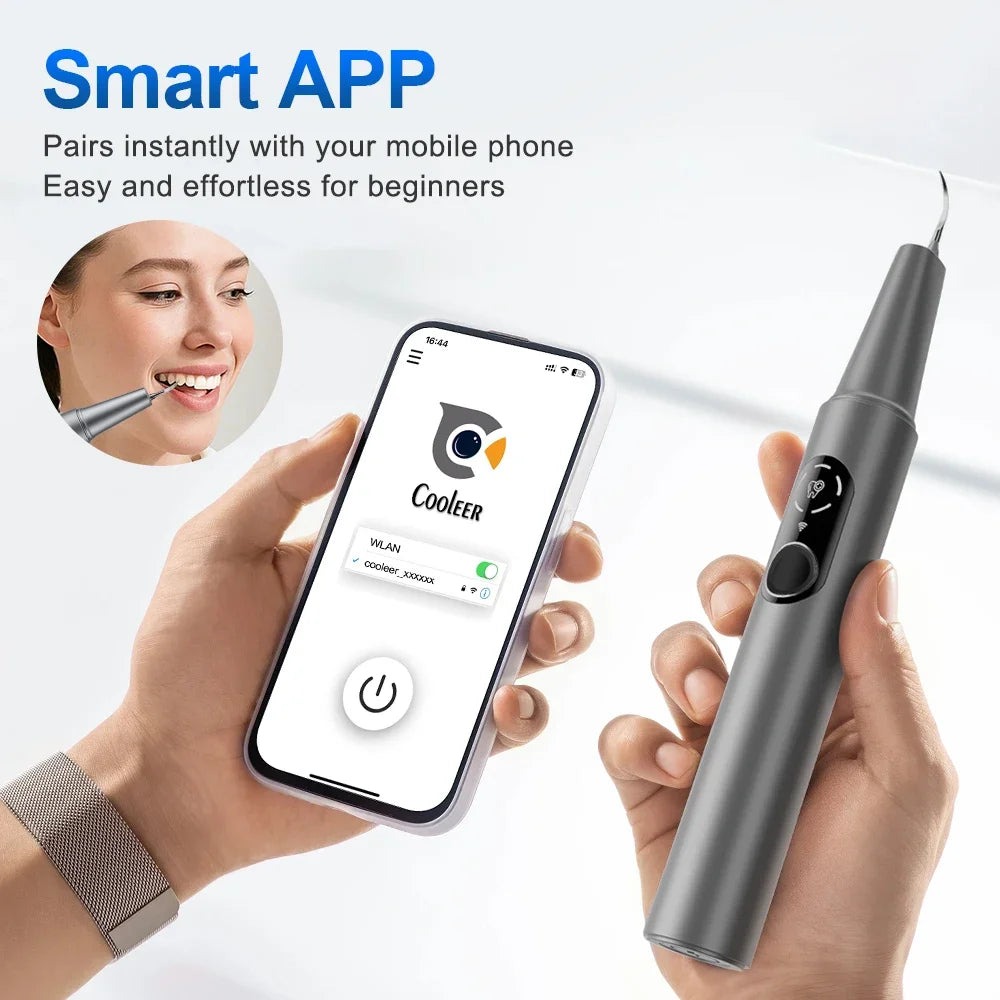 Electric Visual Ultrasonic Dental 5 Mode Scaler Teeth Tartar Removal IPX6 Waterproof Teeth Cleaning Tools Oral Care WiFi Cleaner Vue