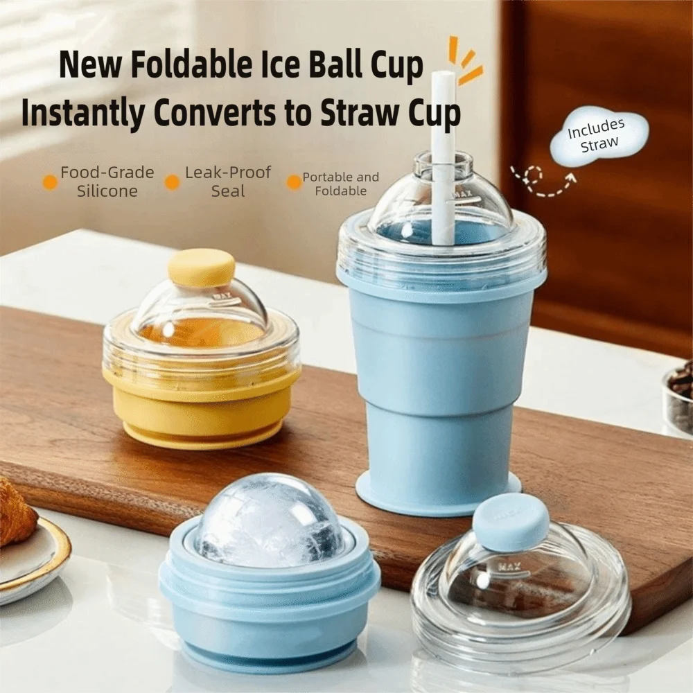 Foldable Ice Ball Cup Portable Press Easy Demoulding Cube Tray
