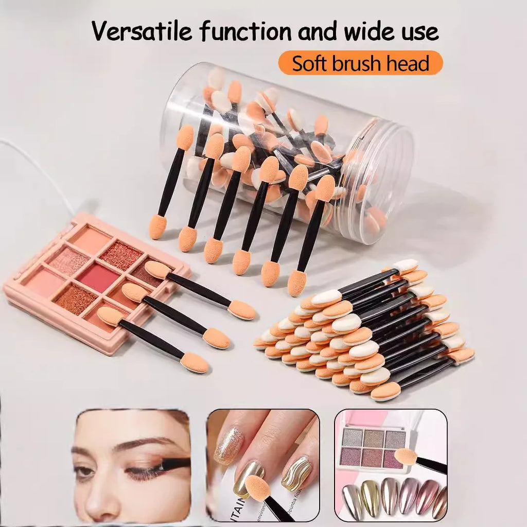 50pcs Disposable Eye shadow Brush Makeup Dual Sided Sponge Nylon Set Eye Shadow Brushes For Cosmetic Applicator Makeup Tools Vue