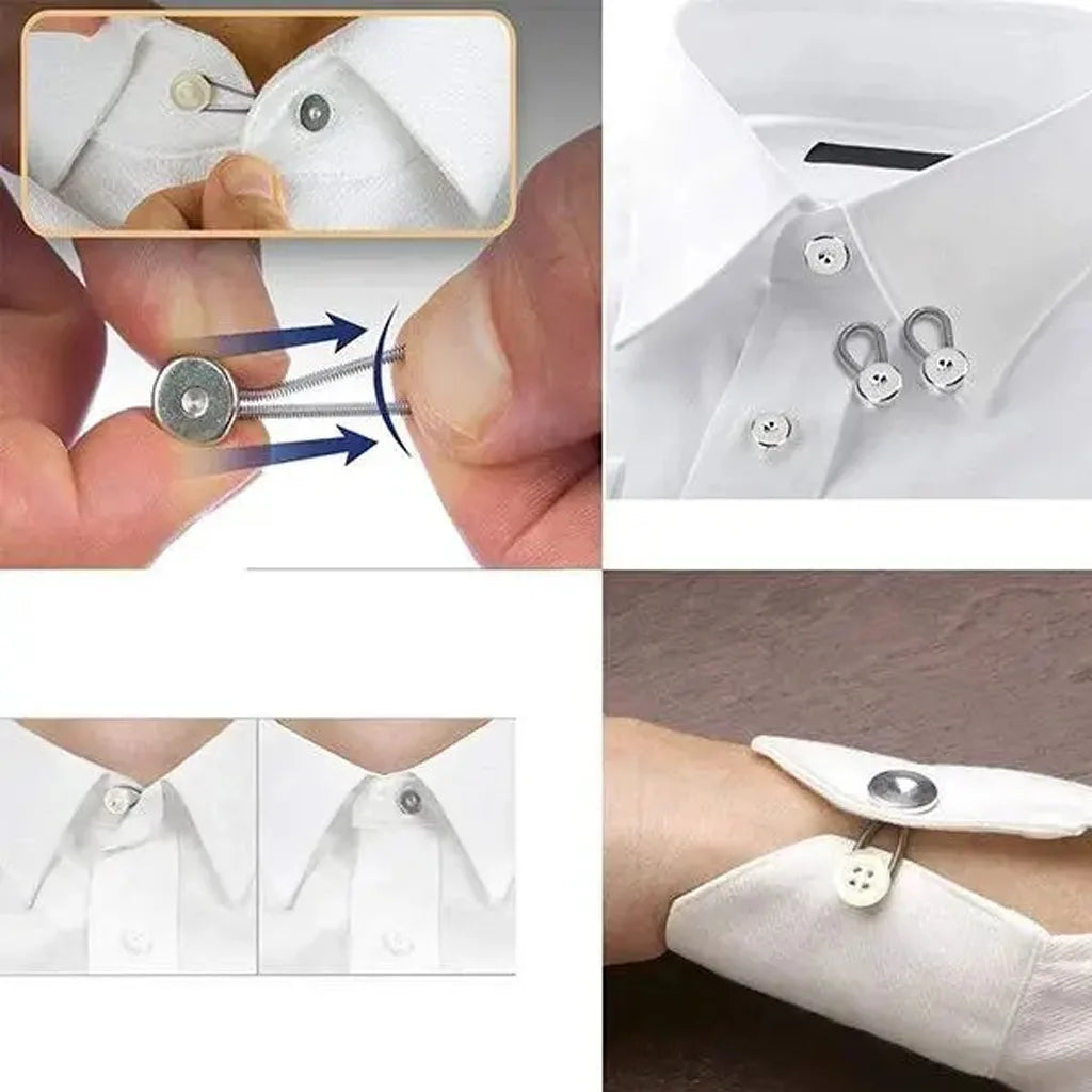 6pcs Metal Collar Extenders Neck Extender for Expansion of Men Women Shirt Dress Trouser Coat Collars Pants Buttons Extenders Vue