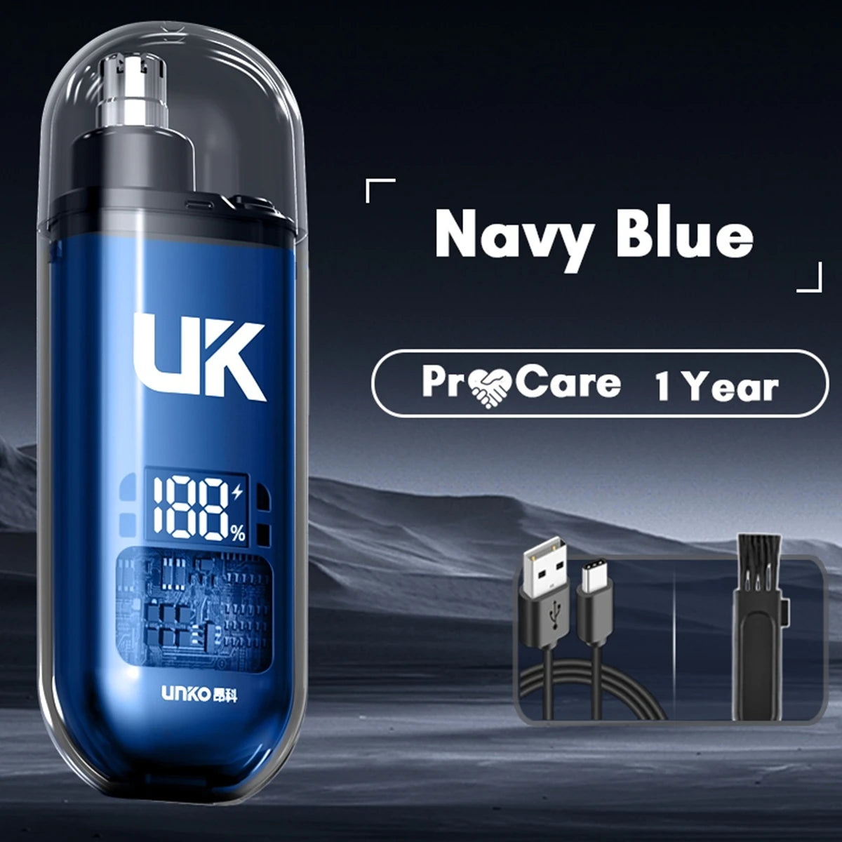 Portable Electric Nose Hair Trimmer Mini Pocket Nose Ears Hair Eyebrow Trimmer Men's Rechargeable Painless Clipper Vue Blue