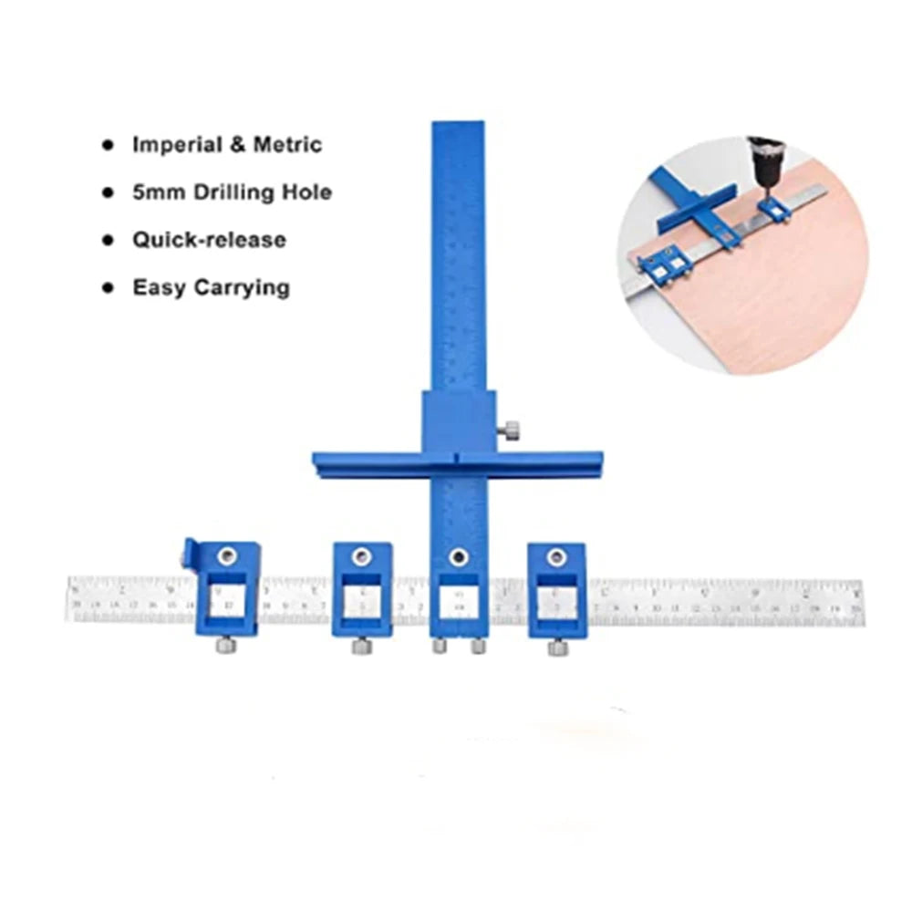 Detachable Drill Guide Set Punch Locator Center Drill Bit Guide Sleeve for Wood Drilling Woodworking Cabinet Hardware Tool Vue