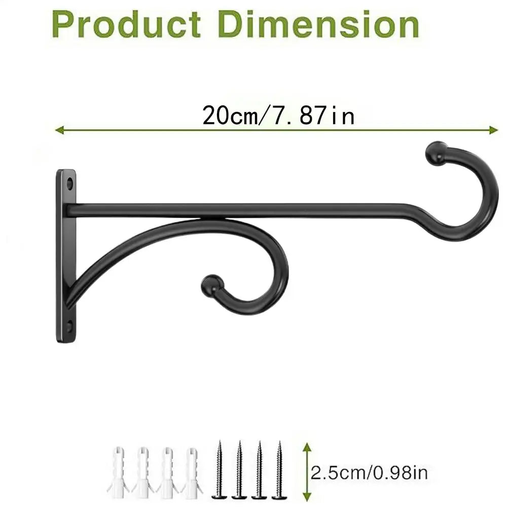 2PCS Wall Plant Hanger 25cm Heavy Duty Metal Bracket Hook For Hanging Flower Pots Baskets, Wind Chimes Indoor Outdoor Use Vue 20cm