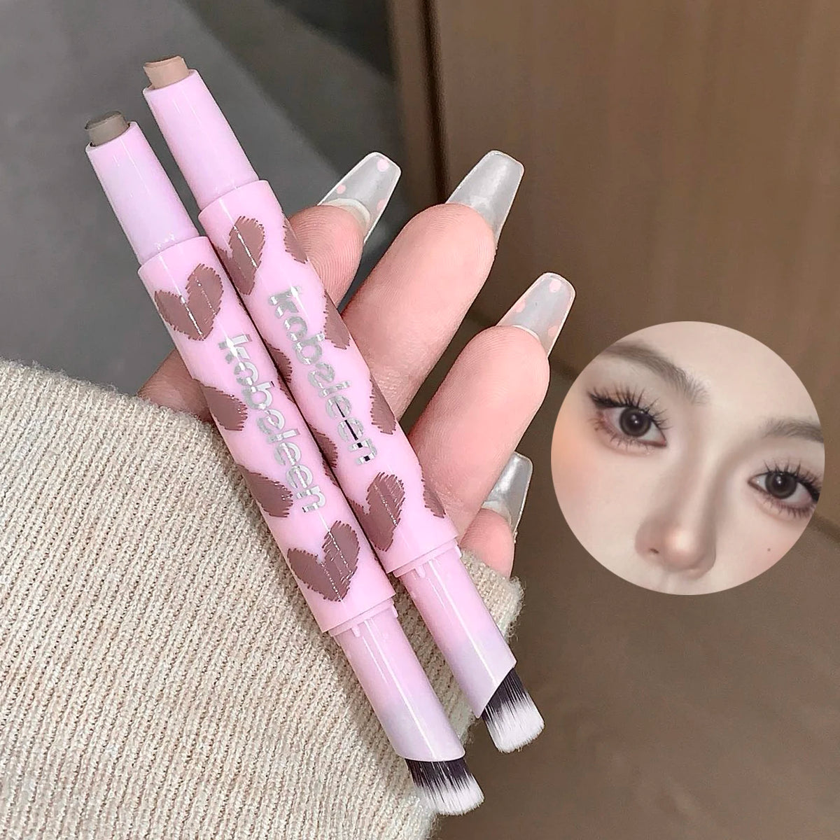 1pcs Gray 3D Contouring Shading Stick Stick with Brush Nose Shadow Natural Facial Makeup Contour Pencil for Enhanced Definition Vue