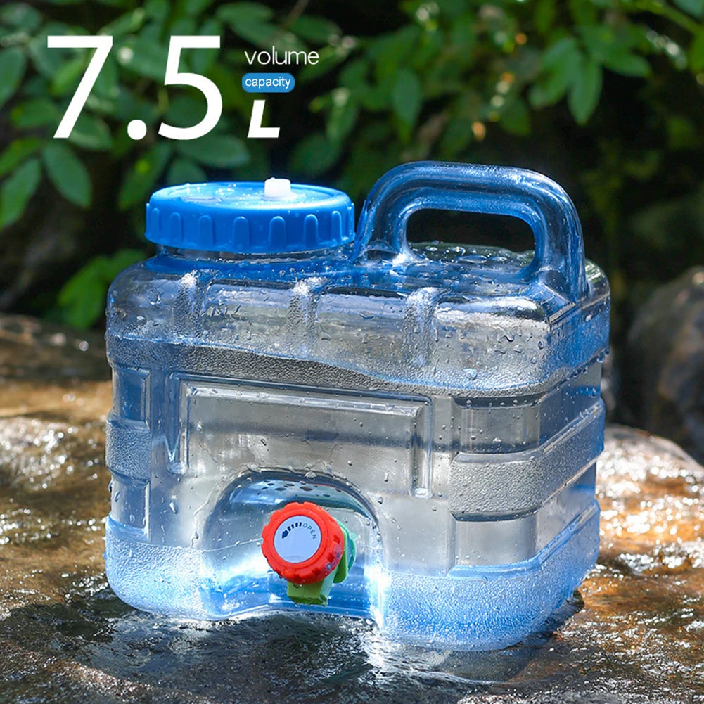 7.5/10/15L Camping Water Container Portable Water Storage Tanks Food Grade Large-Capacity with Faucet for Picnic Hiking Vue