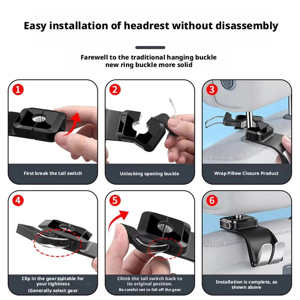 Car Headrest Hook Load-Bearing Car Rear Seat Hanging Hook Foldable Design Universal Stable Seat Back Hanger Vue