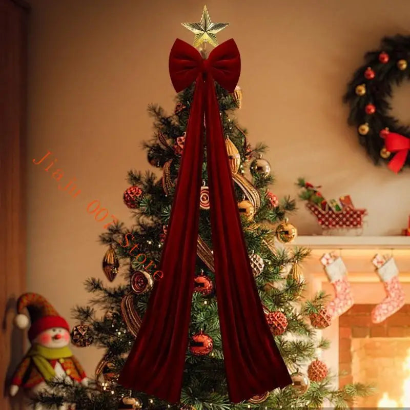 Oversized Christmas Plush Bow Rose Red 32/43/79 Inch Tree Topper Christmas Tree Topper Vue
