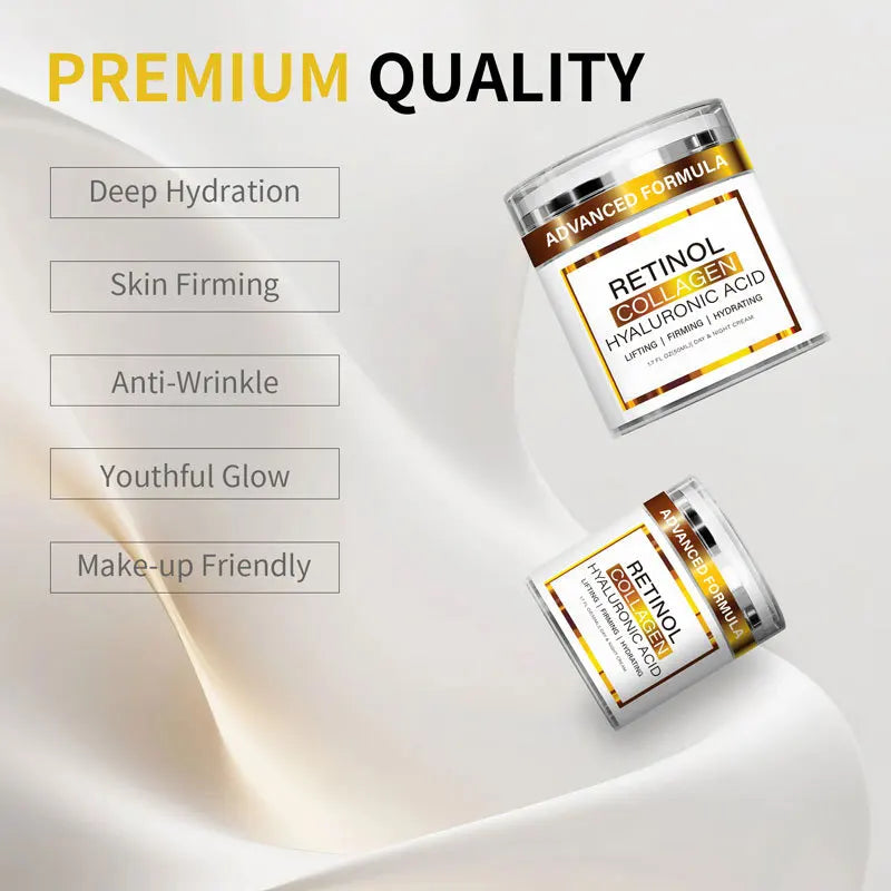 Retinol Cream for Face with Collagen Peptides -Anti Aging Wrinkle Day-Night Cream Facial Moisturizer Tightening and Skin Firming Vue