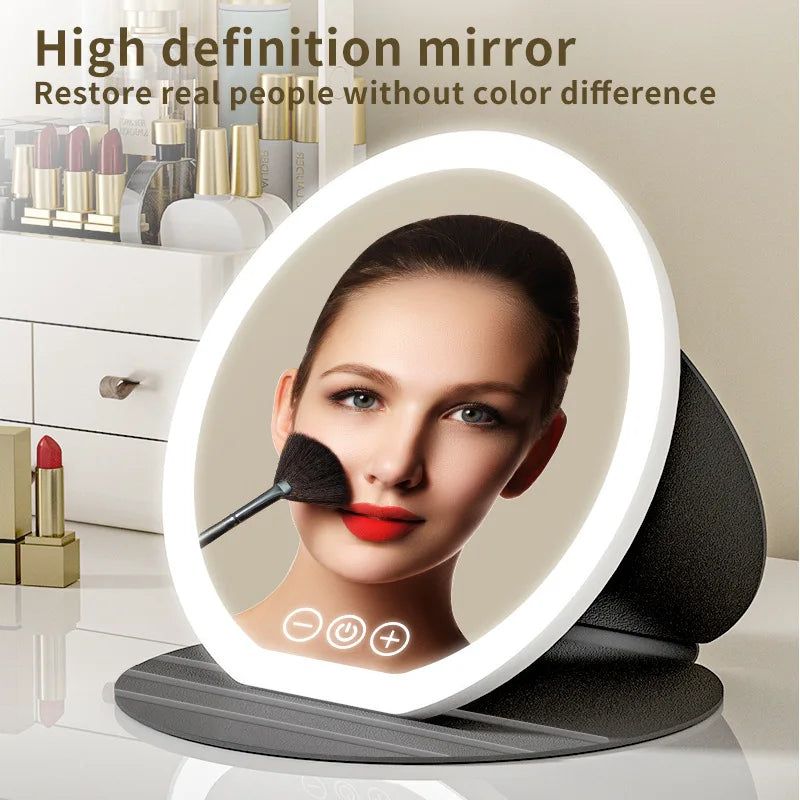 LED makeup mirror portable foldable with 3 colors light vanity mirror desktop fill light mirror Vue
