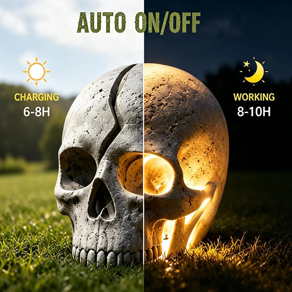 Solar Cracked Skull Garden Light | Gothic Halloween LED Lamp Solar Garden Light Vue