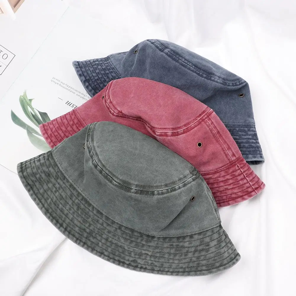 Fashion Summer Bucket Hat Washed Denim Hip Hop Panama Hats Windproof