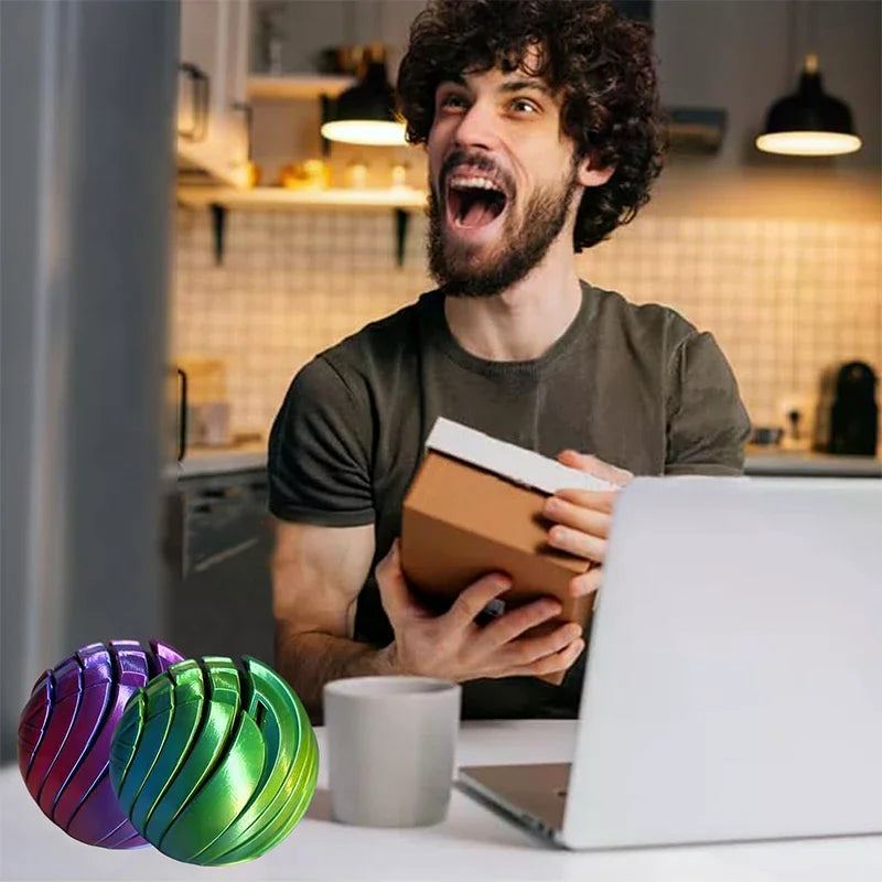 Slime Ball Fidget Toy 3D Printed Twistsphere Fidget Toy Gear Liquid Flow Ball With Rotating Design Anxiety Relief Toys For Offic Vue