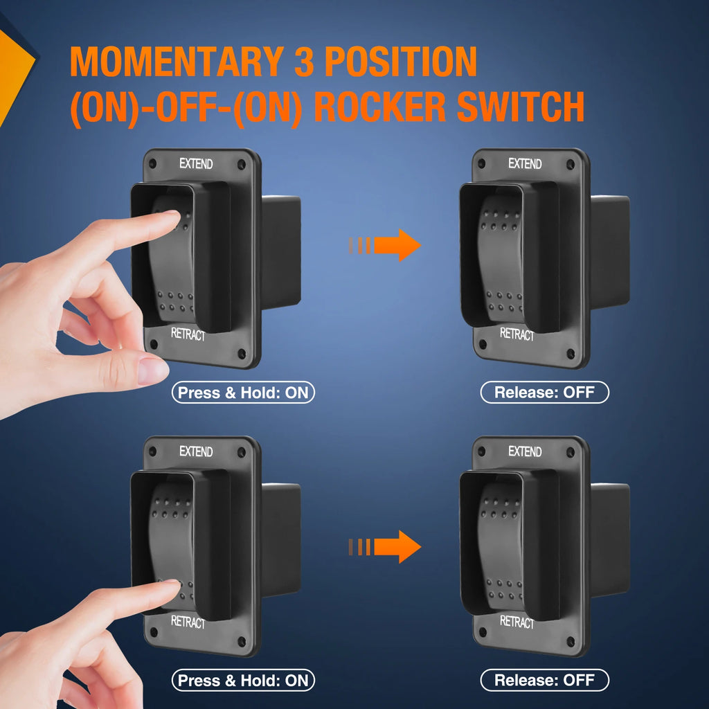 Nilight RV Electric Stabilizer Jack Switch Power Rocker Switches Extend Retract ON Off ON Momentary Waterproof with Harness for Trailer Boat Truck Linear Actuator Vue