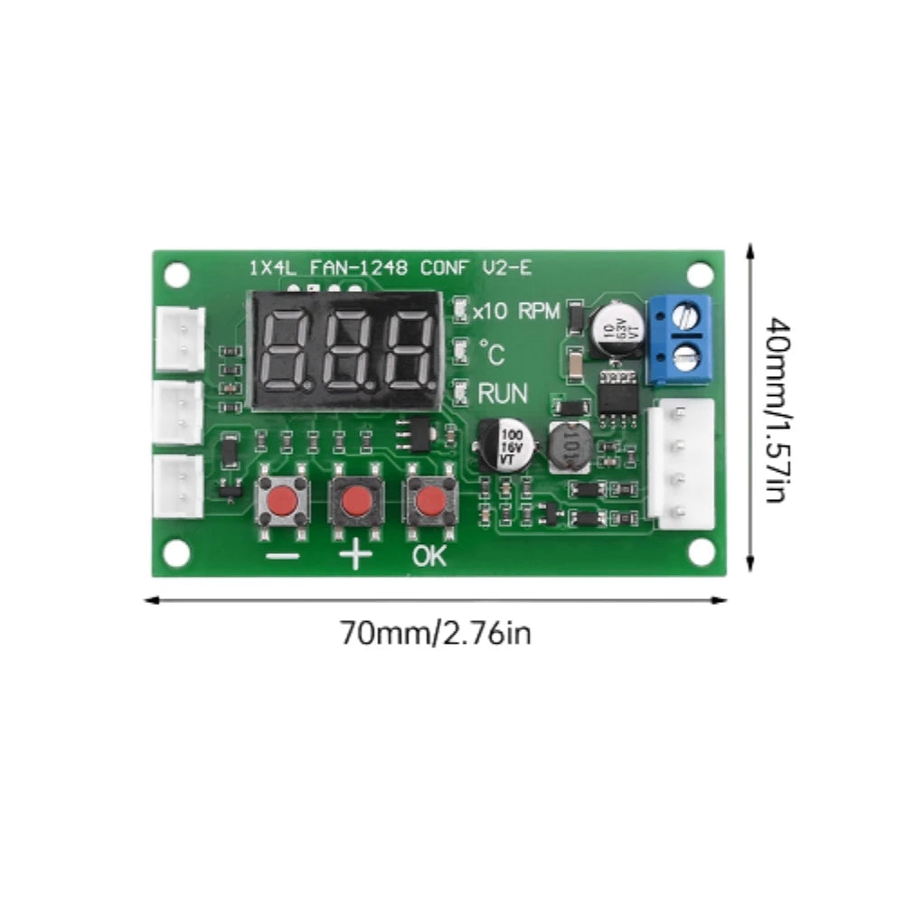 DC11-55V Digital Display 4-Wire PWM Fan Temperature Control Speed Controller 10V Control Signal Speed Control Support EC EBM Fan Vue