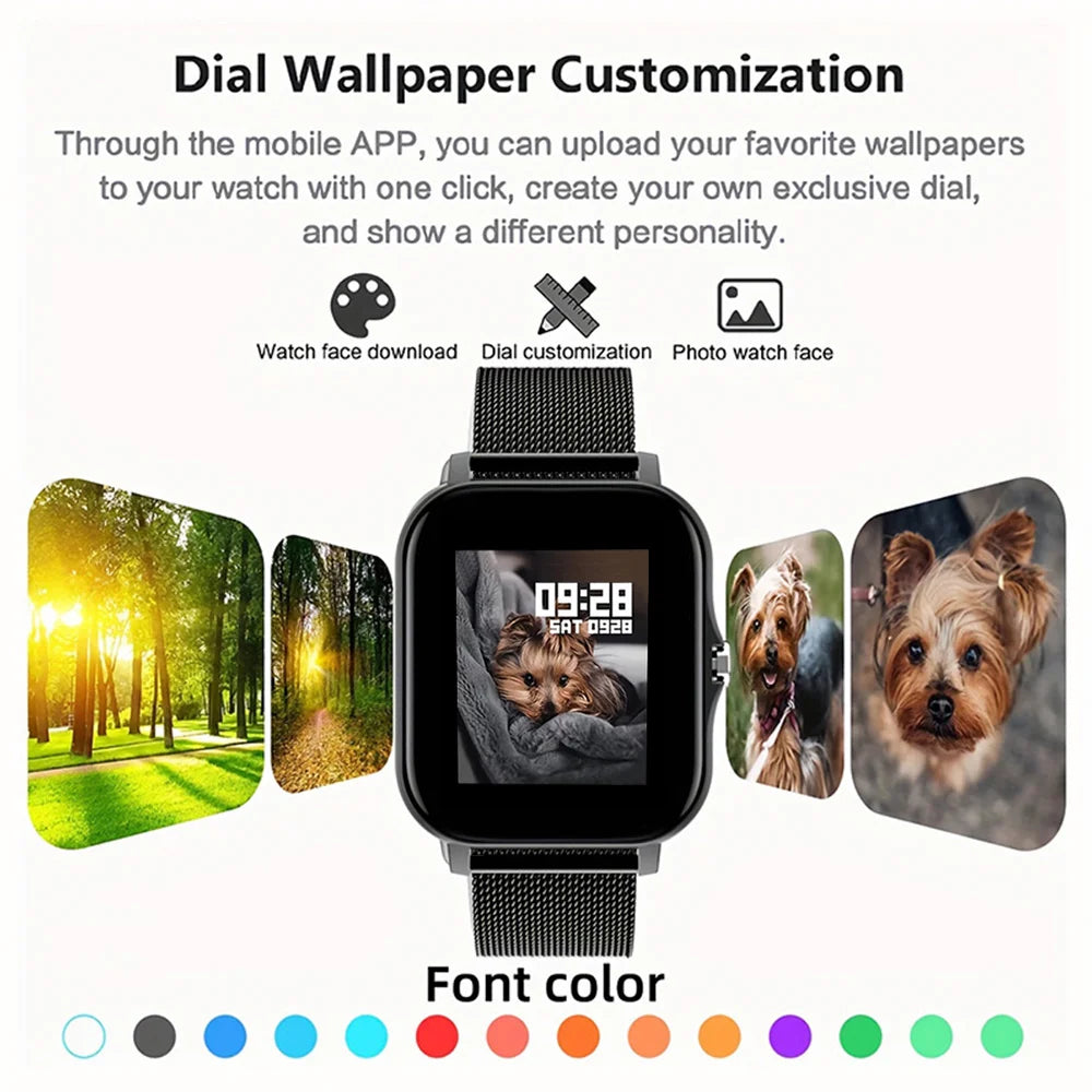 2026 New Smart Watch 1.44''HD Screen Bluetooth Call Sleep Blood Oxygen Pressure Health Monitoring Watches For Women Men Vue