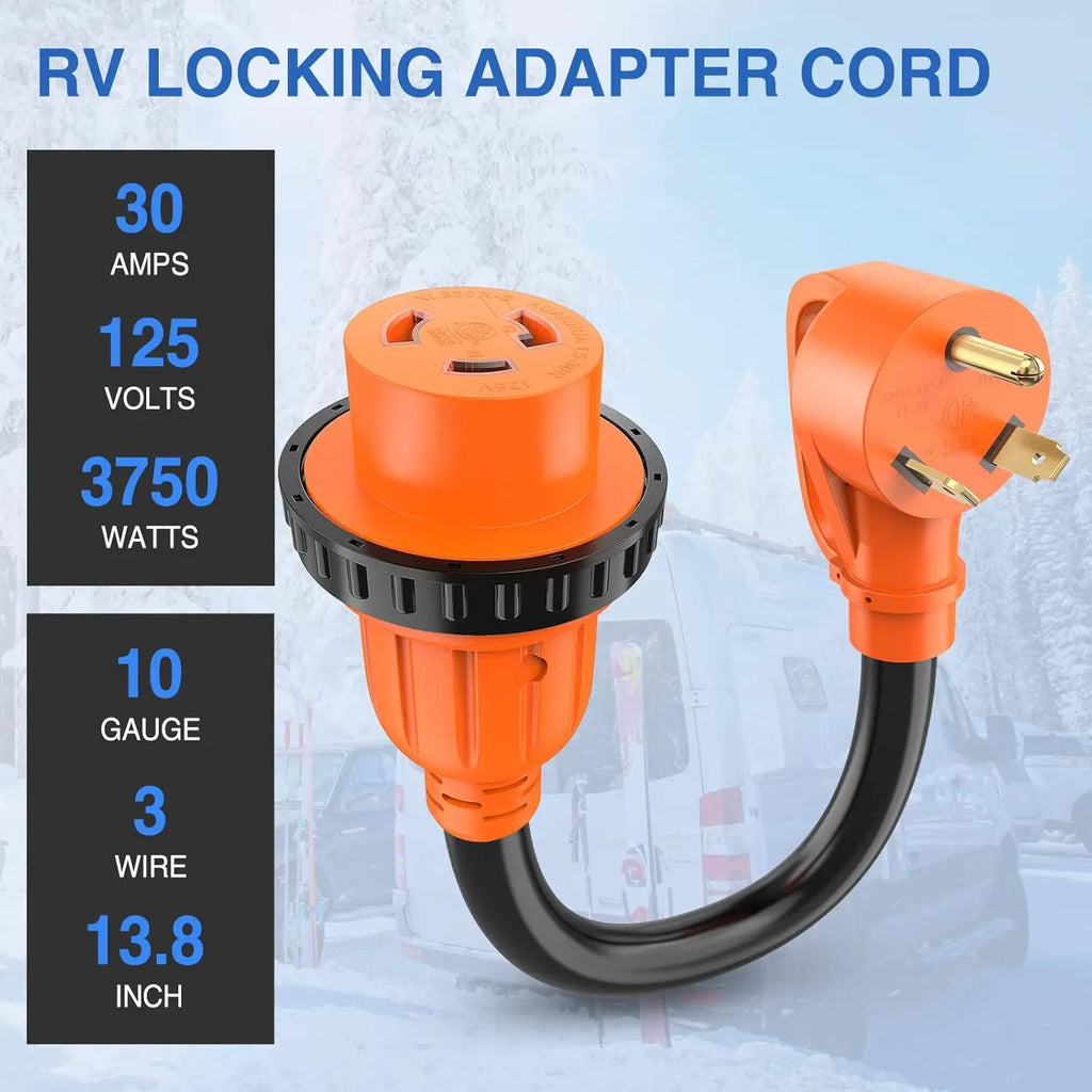 Nilight RV Locking Adapter Cord 30A to 30A TT-30P to L5-30R 10AWG Copper Heavy Duty ETL Listed Weatherproof Male to Female Vue