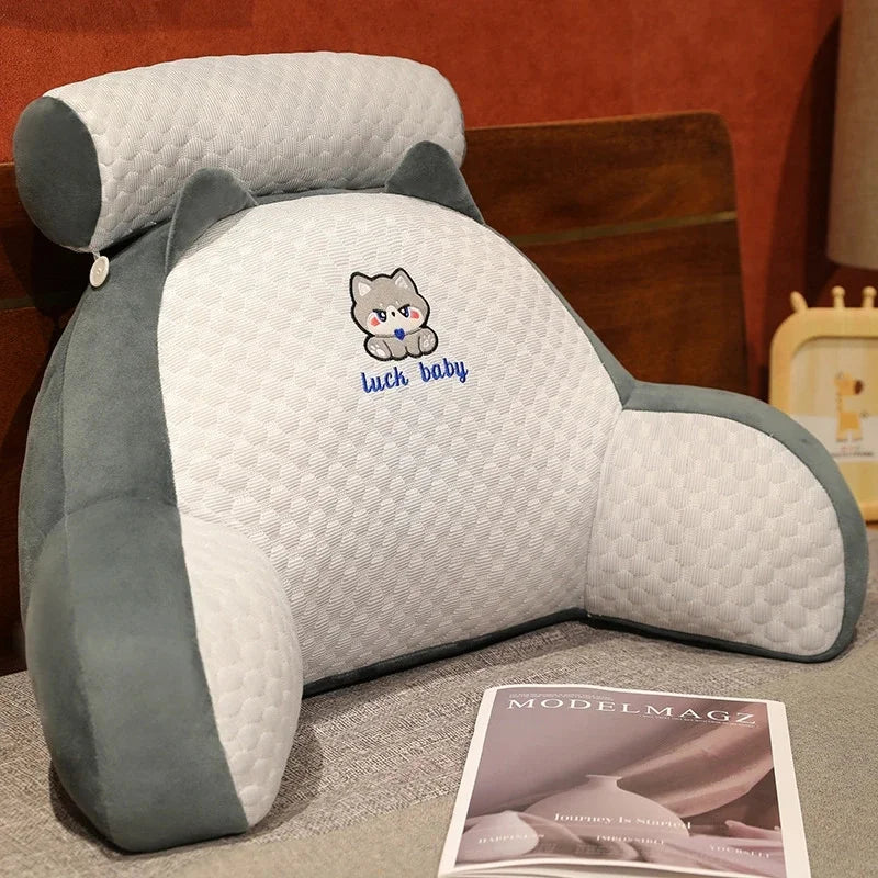 1pc Ergonomic Reading Pillow with Adjustable Back Support,Soft Lumbar Support for Bed, Sofa, Chair,Breathable Polyester Fabric Vue