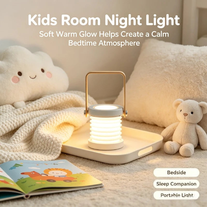 Creative Handle Foldable Night Light Portable LED Reading Lamp Telescopic Folding Table Lantern with USB Rechargeable Design Vue