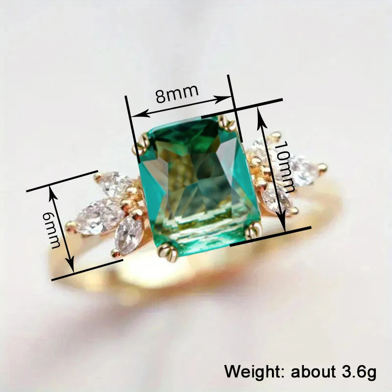 Huitan Green Cubic Zirconia Gold Ring for Women | Sizes 5–14 Fashion Ring Vue