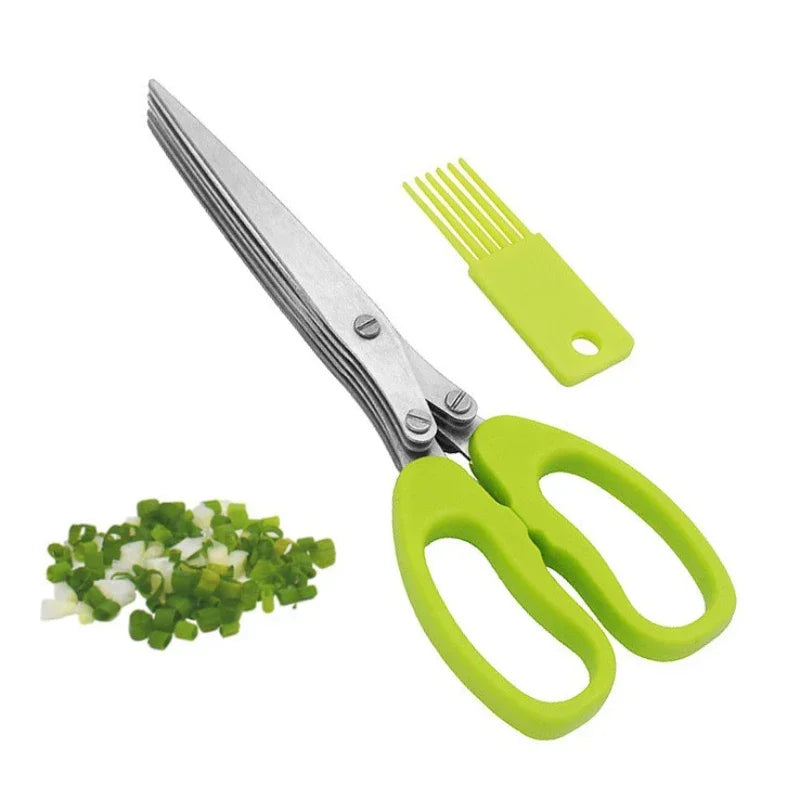 5 Blade Herb Scissors Multifunctional Multi Layers Stainless Steel Knives Kitchen Scissors Scallion Cutter Kitchen Accessories Vue