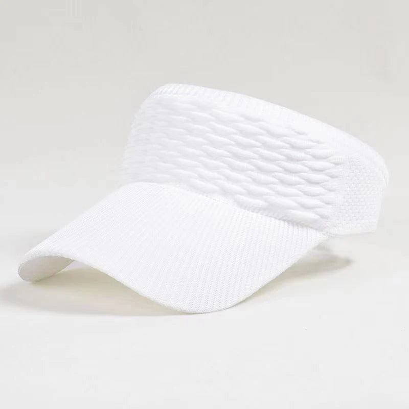 Summer Anti-UV Sun Hat Women Empty Top Hat Travel Beach Outdoor Sports Visor Cap Knitted Baseball Hat Vue White