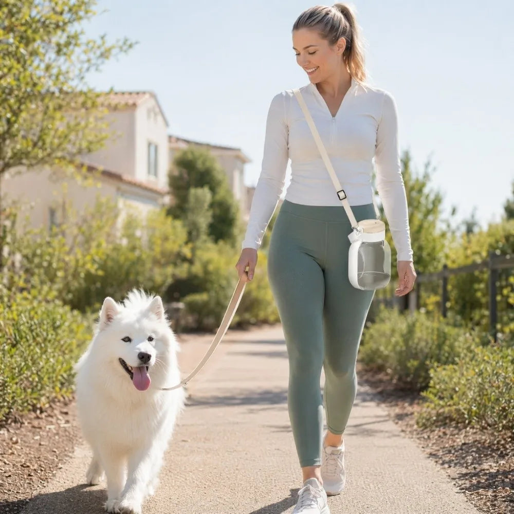 2 in 1 Design Dog Water Bottle Leak-Proof Large Capacity Pet Drinking Bottle Plastic with Food Containe Dog Outing Kettle Vue