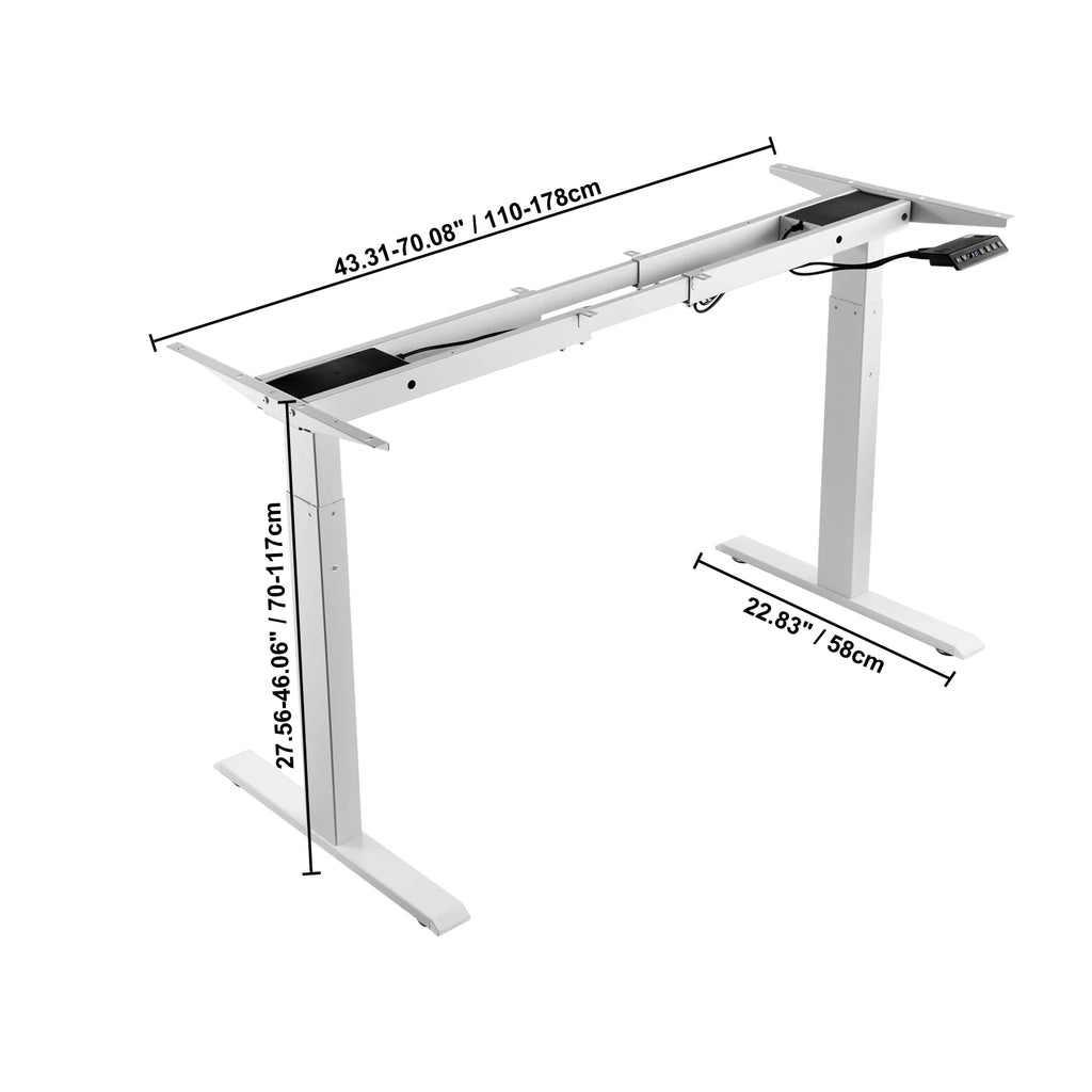 Electric Standing Desk Frame – Adjustable Height Ergonomic Legs Standing Desk Frame Vue Dual 70to120cm white france