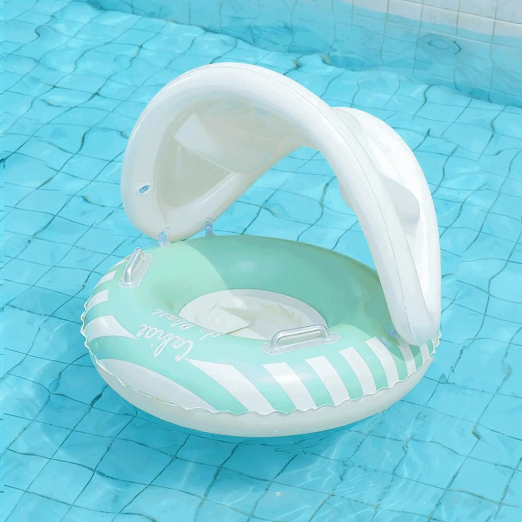 Inflatable Kids Pool Float Swim Ring Seat with Canopy for Summer Vacation Travel Outdoor Beach Water Park Pool Beach Party Vue